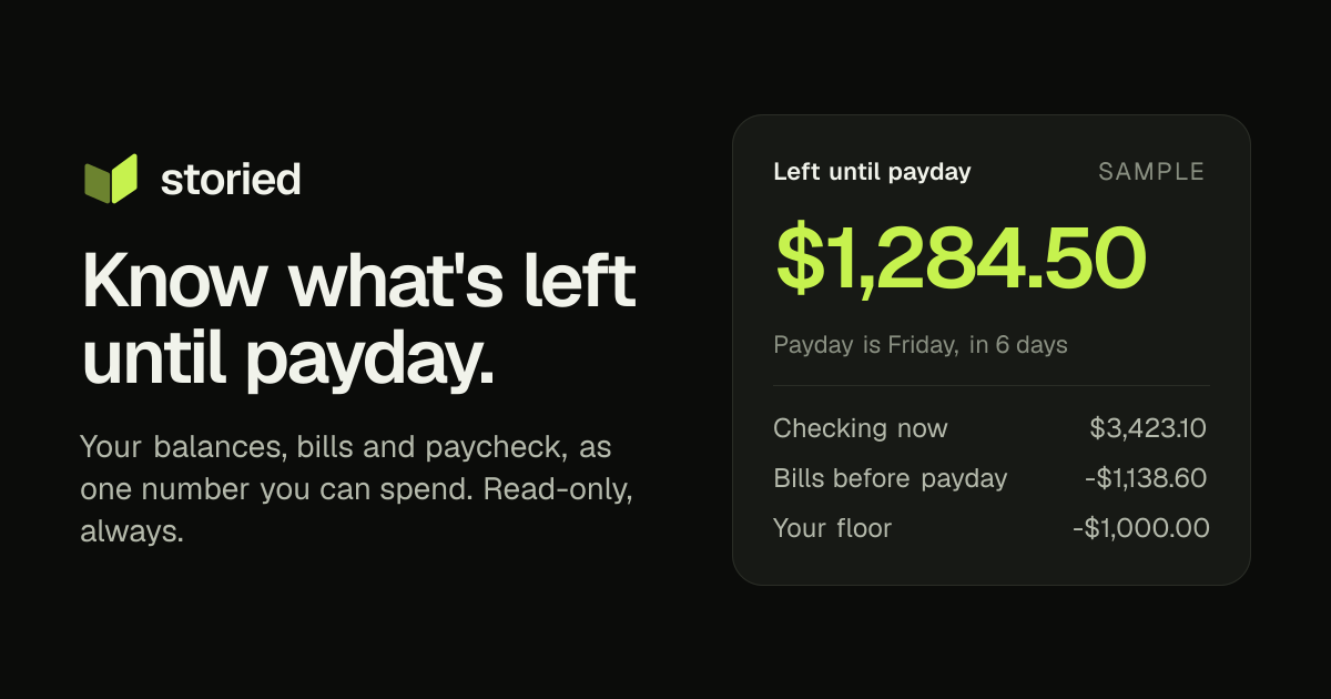 Storied - a budgeting app that shows what’s left to spend until payday (looking for beta testers)